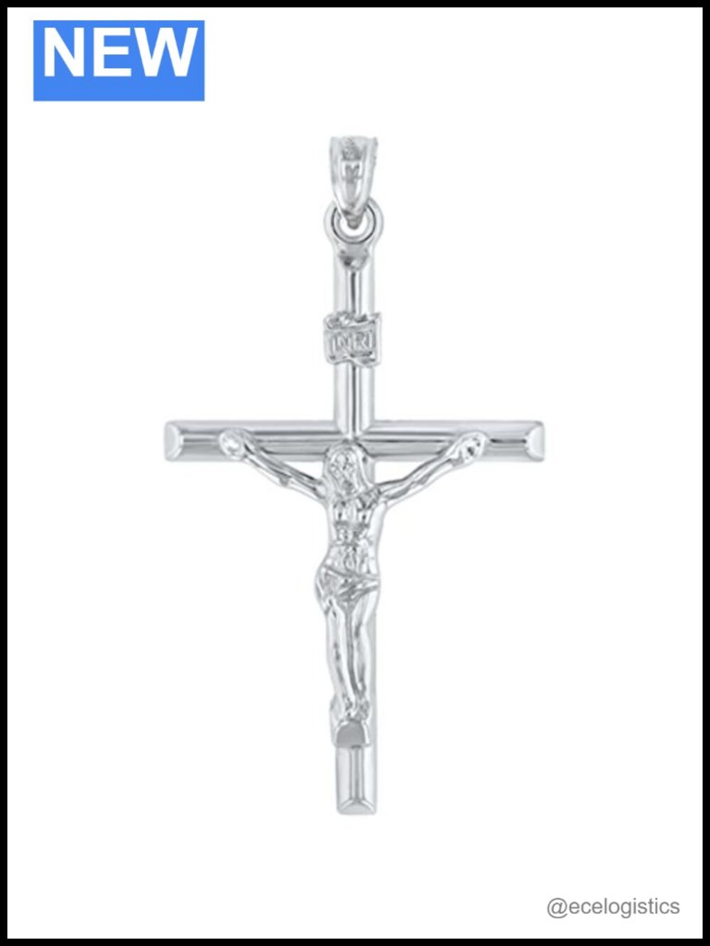14K White Gold Crucifix Cross Pendant